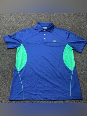 Masters Tech 2015 Masters Golf Polo Blue Green Short Sleeve Mens M